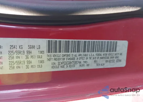 2017 Dodge Journey Gt Awd from USA, damaged, VIN 3C4PDDEG8HT595744